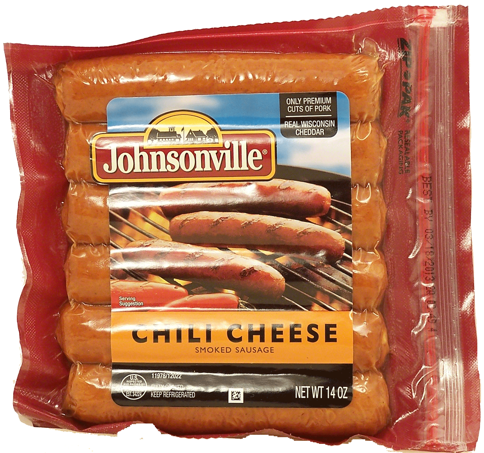 Johnsonville  chili cheese smoked sausage, 6-links Full-Size Picture